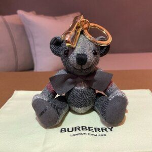 BURBERRY Thomas Bear Charm With Bow Tie Keychain With Dust Bag NWOT